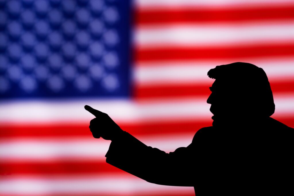 Odessa,,Ukraine,,November,22,,2021:,Silhouette,Of,Donald,Trump,Against