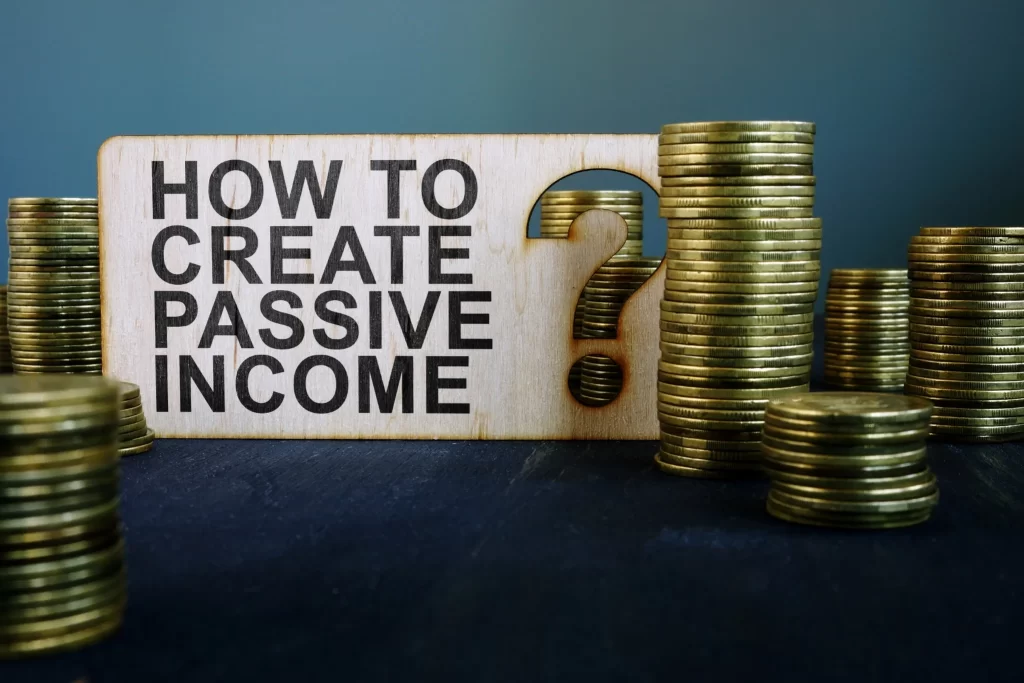 Question mark and stacked coins representing common questions about passive income apps