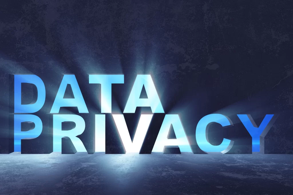Data privacy concept illustrating security and protection when sharing personal data online