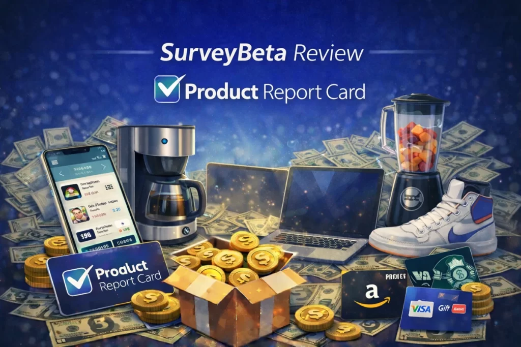 Product Report Card review showing paid product testing rewards