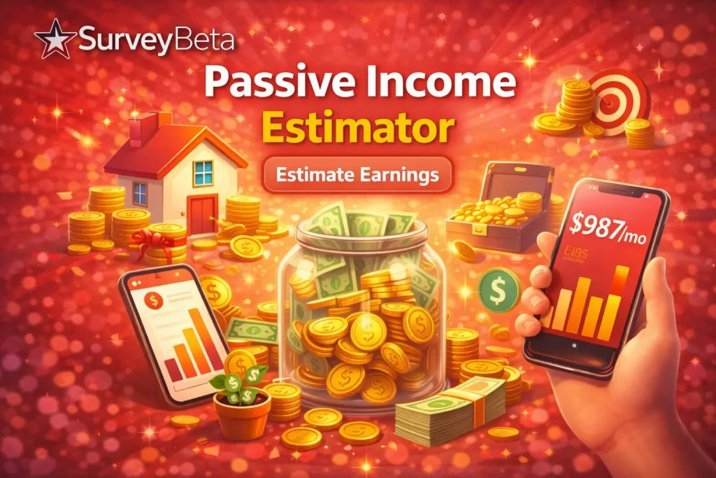 Passive income estimator used to calculate potential earnings from online income sources