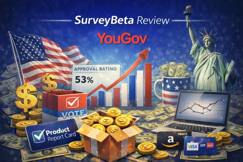 YouGov review showing polling data and survey rewards